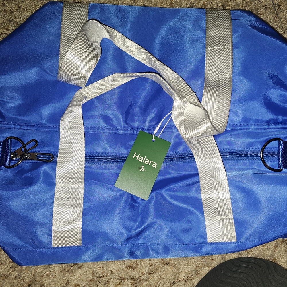 HALARA Vibrant Blue Duffel Bag with White Straps